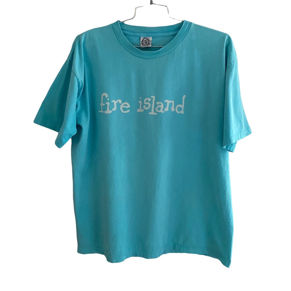 Fire Island Short Sleeve Tee Shirt Size XL Baby Blue
